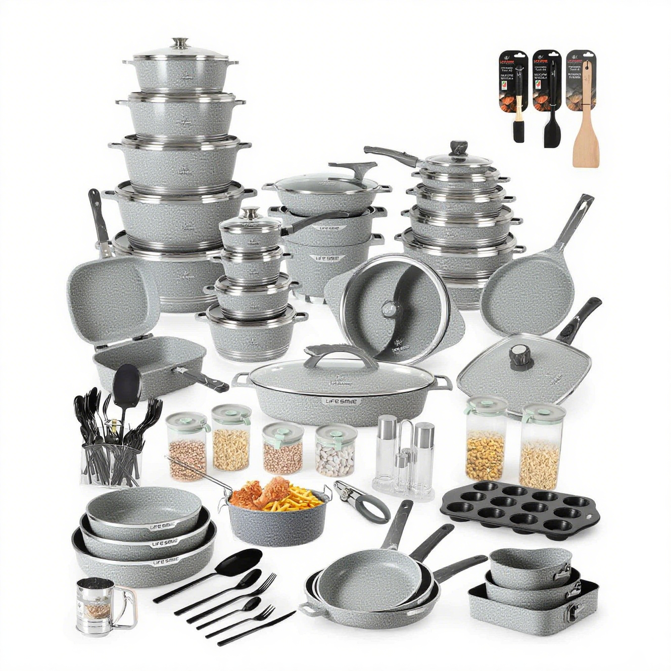 Complete 130 Piece Cooking & Kitchenware Set Premium