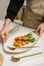 3-Piece Stoneware Serving Platter Set in Pearl White